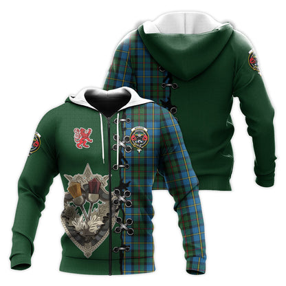 Printivon Macleod Green Tartan Hoodie Lion Rampant And Celtic Thistle Style