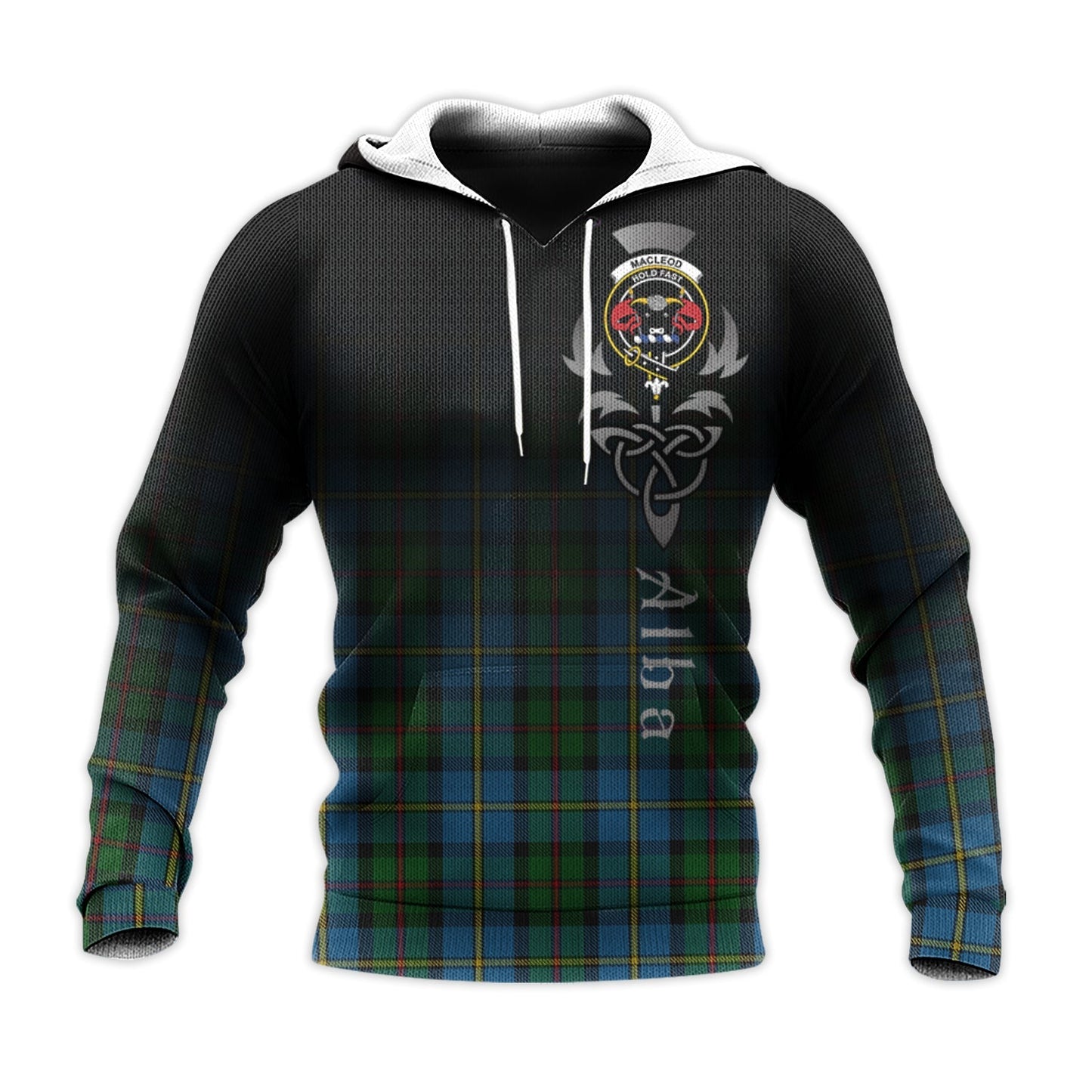 Printivon Macleod Green Tartan Crest Alba Celtic Hoodie