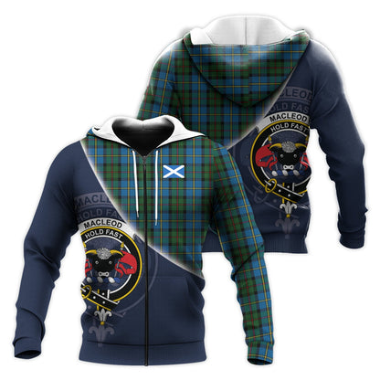 Printivon Macleod Green Tartan Scottish Crest Hoodie