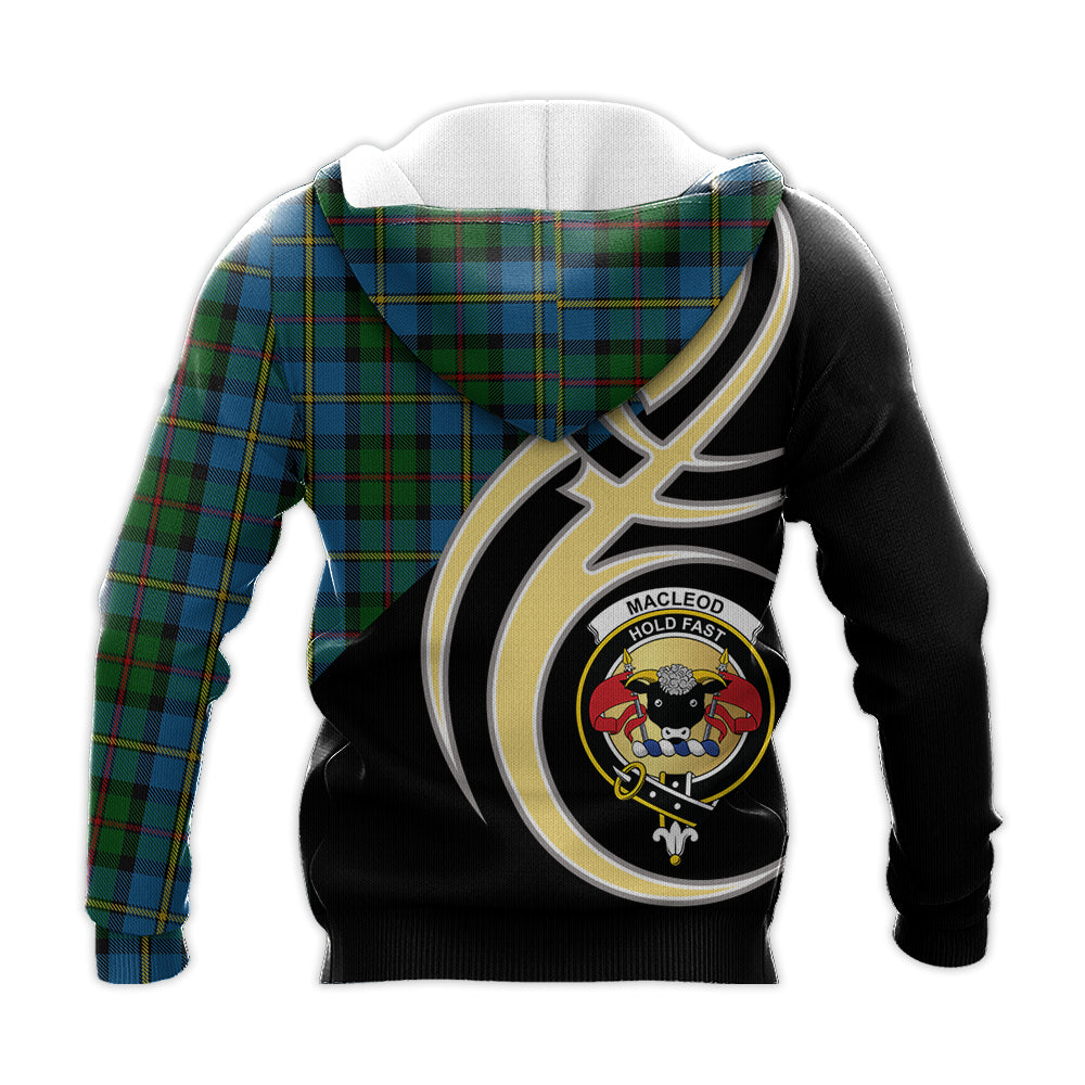 Printivon Macleod Green Clan Believe In Me Crest Tartan Knitted Hoodie Custom Your Text