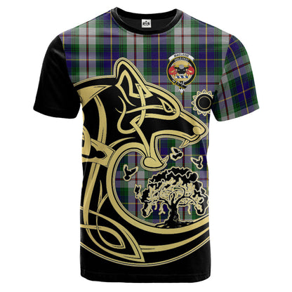 Printivon MacLeod Of Californian Crest Celtic Wolf Tartan T Shirt Custom Your Text