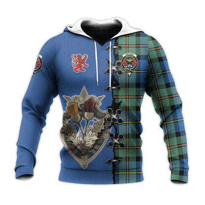 Printivon Macleod Of Harris Ancient Tartan Hoodie Lion Rampant And Celtic Thistle Style