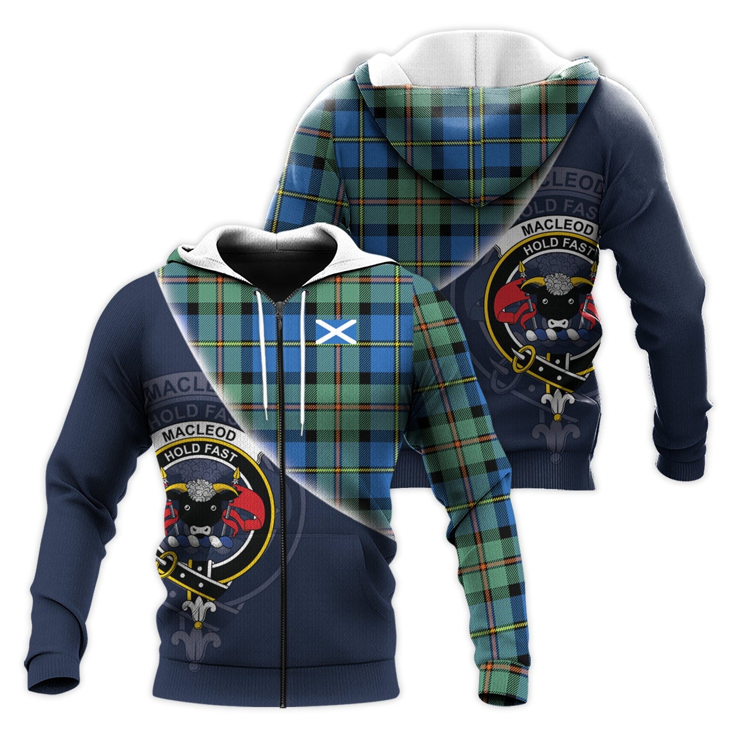 Printivon Macleod Of Harris Ancient Tartan Scottish Crest Hoodie