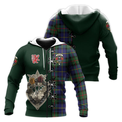 Printivon Macleod Of Harris Modern Tartan Hoodie Lion Rampant And Celtic Thistle Style