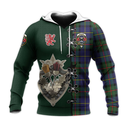 Printivon Macleod Of Harris Modern Tartan Hoodie Lion Rampant And Celtic Thistle Style