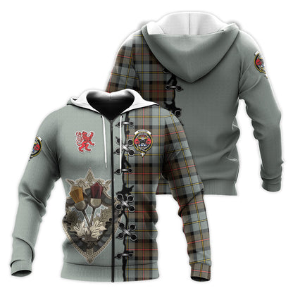 Printivon Macleod Of Harris Weathered Tartan Hoodie Lion Rampant And Celtic Thistle Style