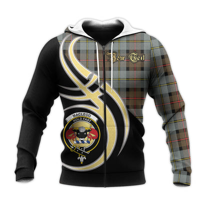 Printivon Macleod Of Harris Weathered Clan Believe In Me Crest Tartan Knitted Hoodie Custom Your Text