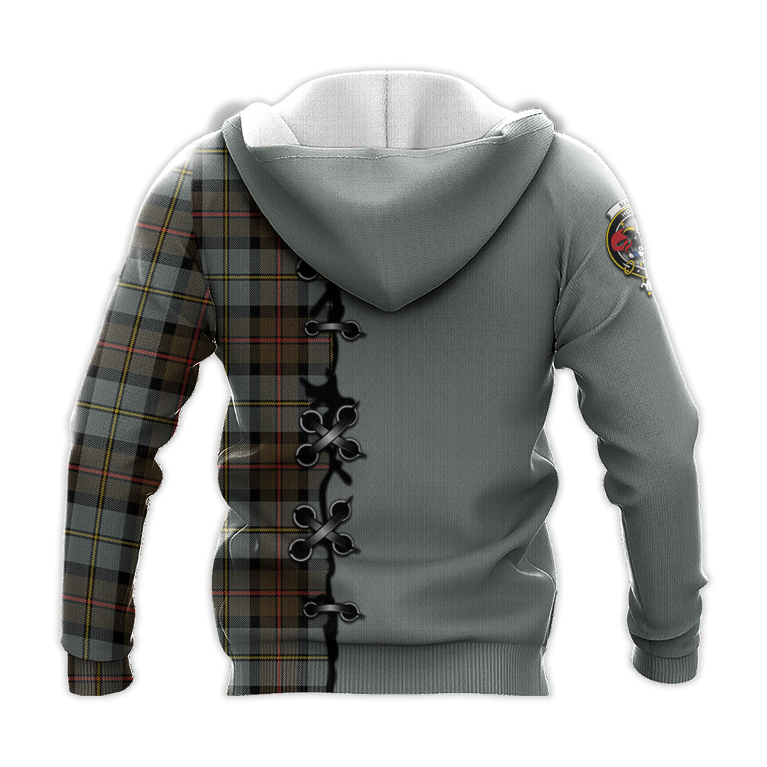 Printivon Macleod Of Harris Weathered Tartan Hoodie Lion Rampant And Celtic Thistle Style