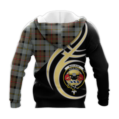 Printivon Macleod Of Harris Weathered Clan Believe In Me Crest Tartan Knitted Hoodie Custom Your Text