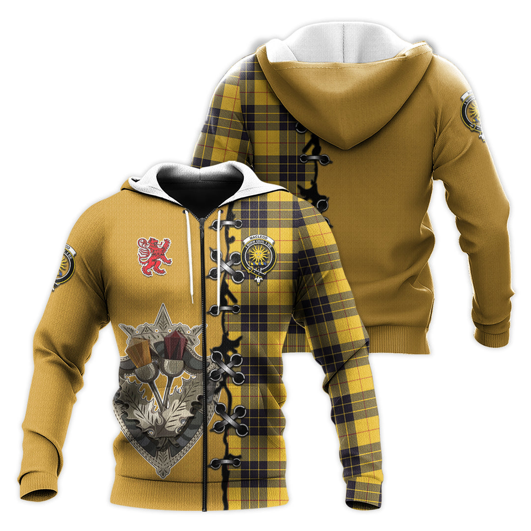 Printivon Macleod Of Lewis Ancient Tartan Hoodie Lion Rampant And Celtic Thistle Style