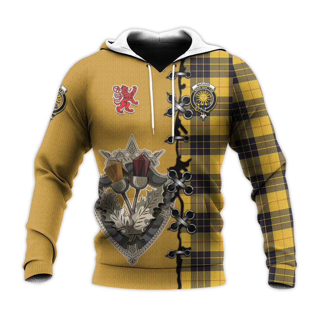 Printivon Macleod Of Lewis Ancient Tartan Hoodie Lion Rampant And Celtic Thistle Style