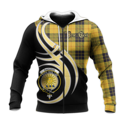 Printivon Macleod Of Lewis Ancient Clan Believe In Me Crest Tartan Knitted Hoodie Custom Your Text