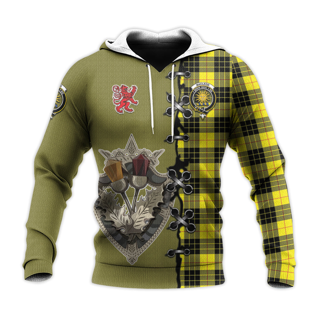 Printivon Macleod Of Lewis Modern Tartan Hoodie Lion Rampant And Celtic Thistle Style