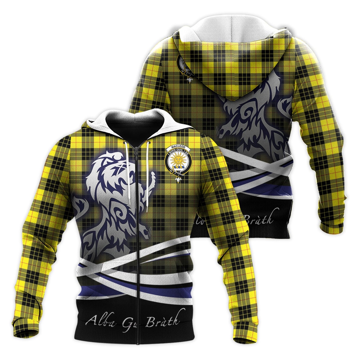 Printivon Macleod Of Lewis Modern Tartan Scottish Lion Hoodie