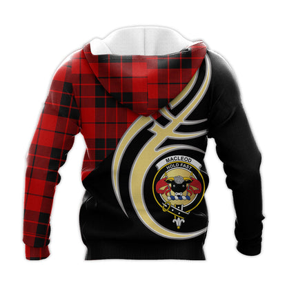 Printivon Macleod Of Raasay Clan Believe In Me Crest Tartan Knitted Hoodie Custom Your Text