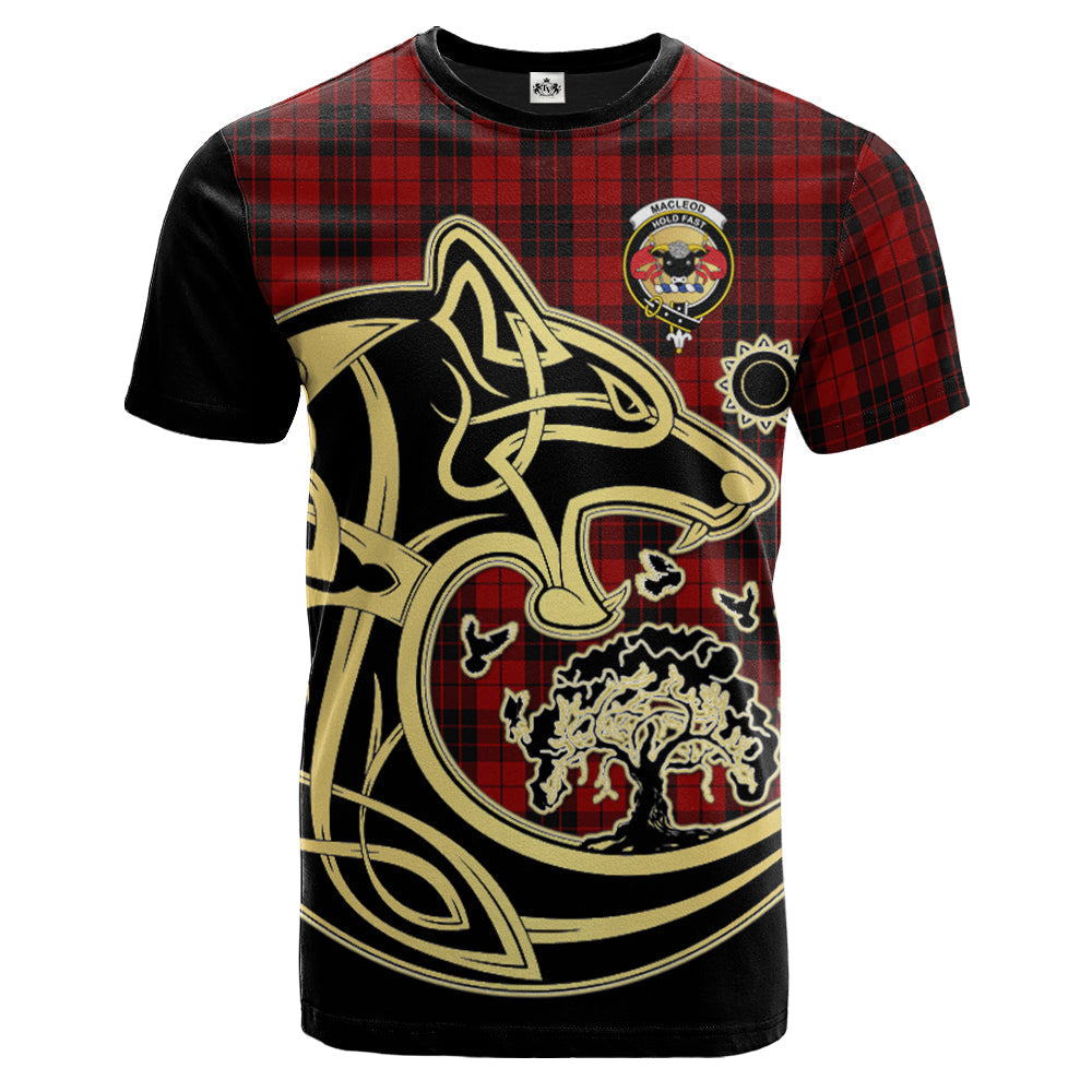 Printivon MacLeod of Raasay Highland Crest Celtic Wolf Tartan T Shirt Custom Your Text