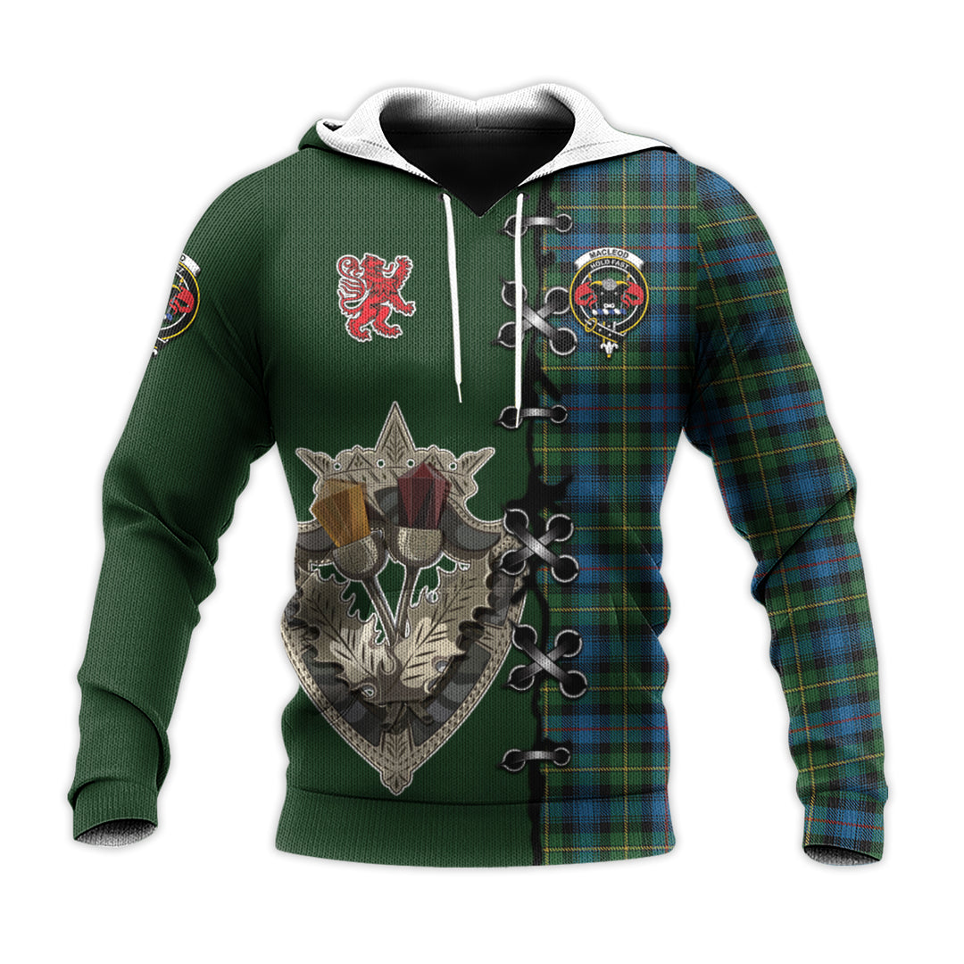 Printivon Macleod Of Skye Tartan Hoodie Lion Rampant And Celtic Thistle Style