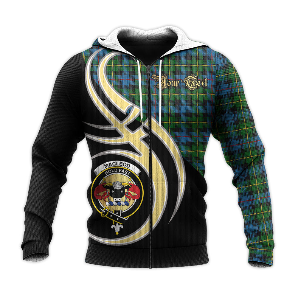 Printivon Macleod Of Skye Clan Believe In Me Crest Tartan Knitted Hoodie Custom Your Text