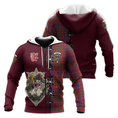 Printivon Macleod Red Tartan Hoodie Lion Rampant And Celtic Thistle Style