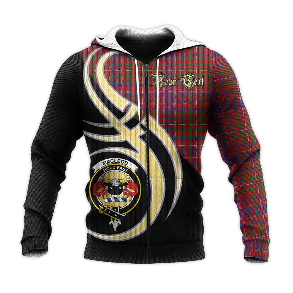 Printivon Macleod Red Clan Believe In Me Crest Tartan Knitted Hoodie Custom Your Text