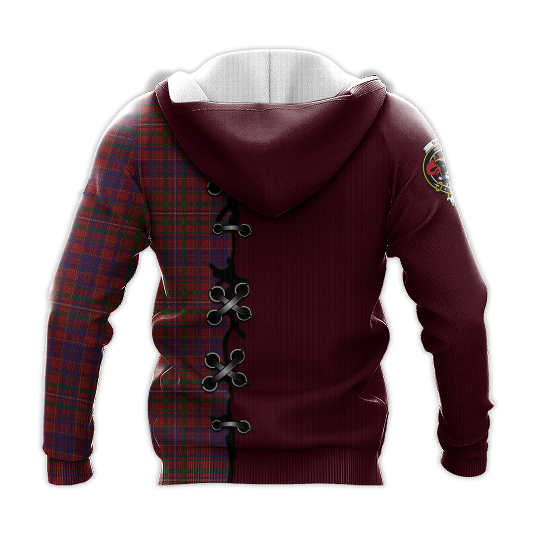 Printivon Macleod Red Tartan Hoodie Lion Rampant And Celtic Thistle Style