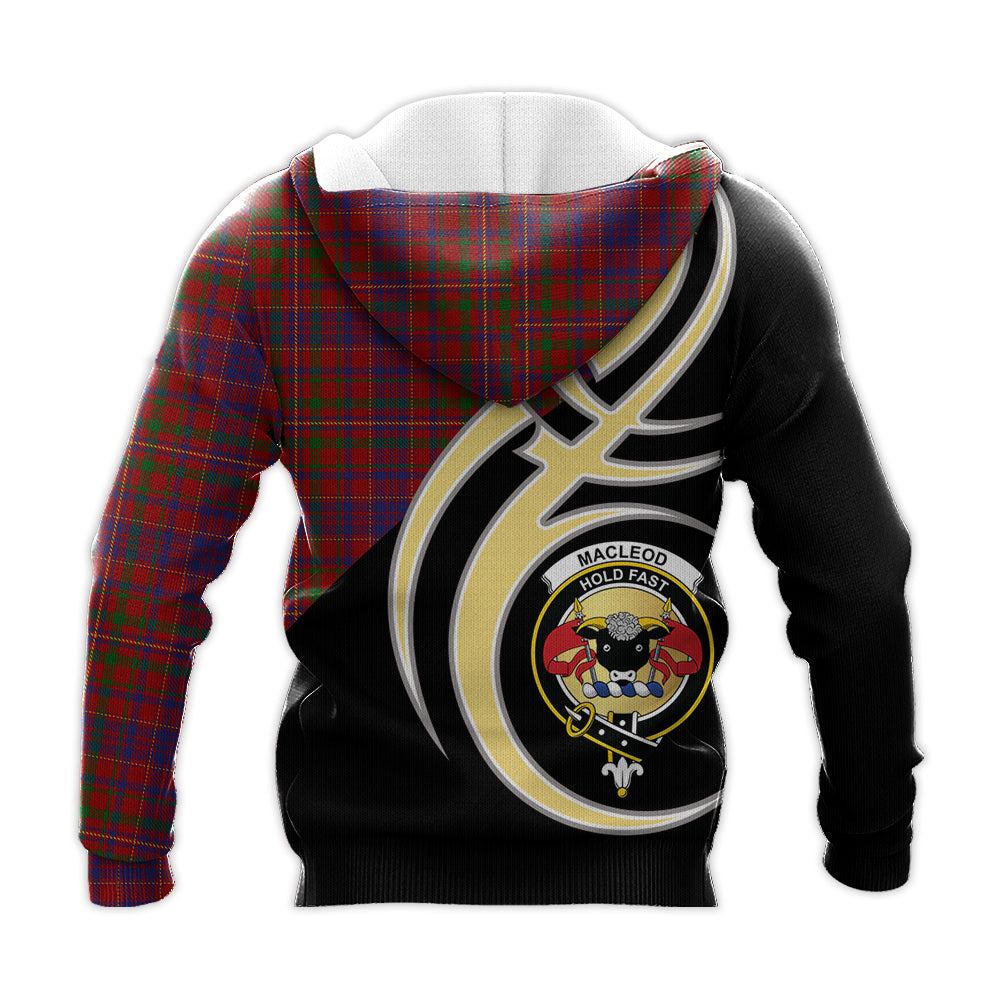 Printivon Macleod Red Clan Believe In Me Crest Tartan Knitted Hoodie Custom Your Text