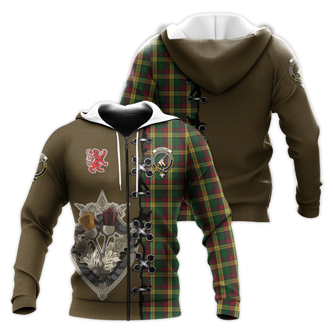 Printivon Macmillan Ancient Tartan Hoodie Lion Rampant And Celtic Thistle Style