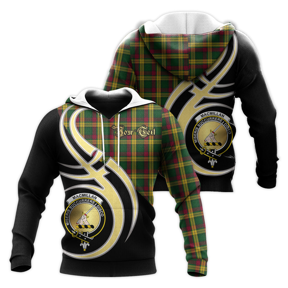 Printivon Macmillan Ancient Clan Believe In Me Crest Tartan Knitted Hoodie Custom Your Text