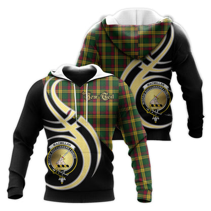 Printivon Macmillan Ancient Clan Believe In Me Crest Tartan Knitted Hoodie Custom Your Text