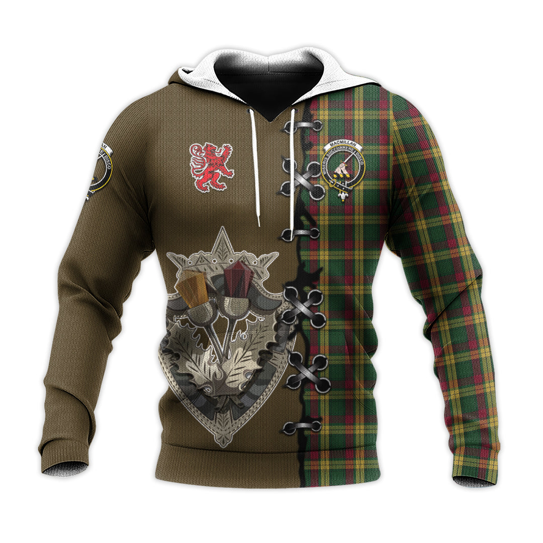 Printivon Macmillan Ancient Tartan Hoodie Lion Rampant And Celtic Thistle Style