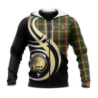 Printivon Macmillan Ancient Clan Believe In Me Crest Tartan Knitted Hoodie Custom Your Text