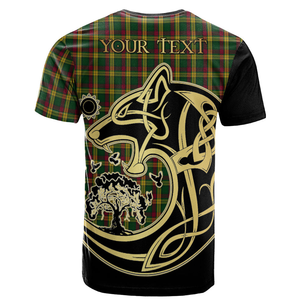 Printivon MacMillan Ancient Crest Celtic Wolf Tartan T Shirt Custom Your Text