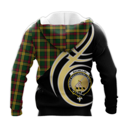 Printivon Macmillan Ancient Clan Believe In Me Crest Tartan Knitted Hoodie Custom Your Text