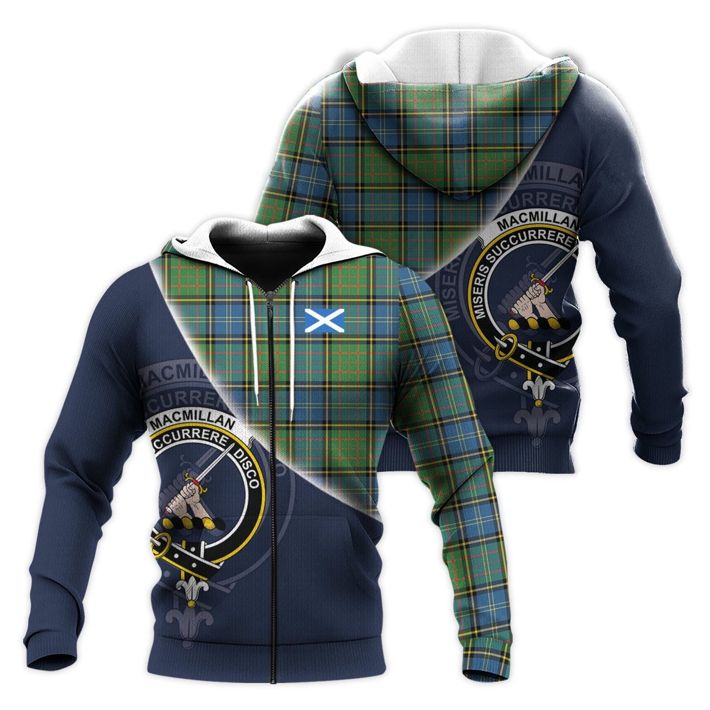 Printivon Macmillan Hunting Ancient Tartan Scottish Crest Hoodie