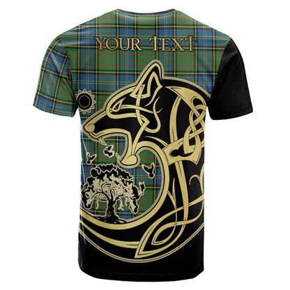 Printivon MacMillan Hunting Ancient Crest Celtic Wolf Tartan T Shirt Custom Your Text