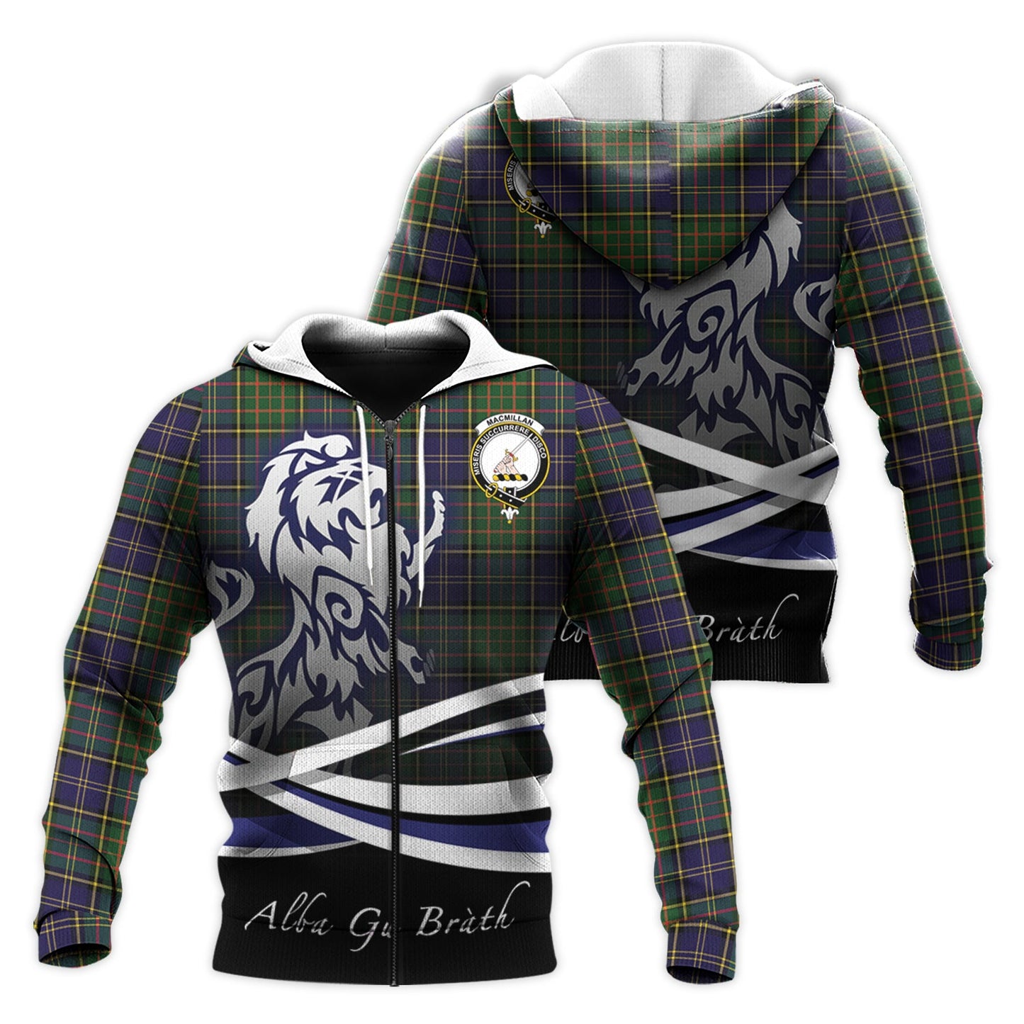 Printivon Macmillan Hunting Modern Tartan Scottish Lion Hoodie