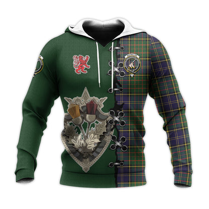 Printivon Macmillan Hunting Modern Tartan Hoodie Lion Rampant And Celtic Thistle Style