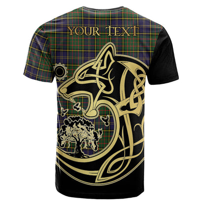 Printivon MacMillan Hunting Modern Crest Celtic Wolf Tartan T Shirt Custom Your Text