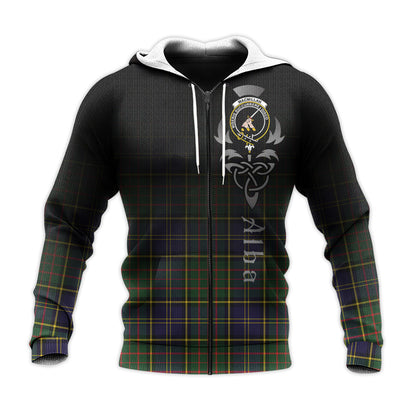 Printivon Macmillan Hunting Modern Tartan Crest Alba Celtic Hoodie