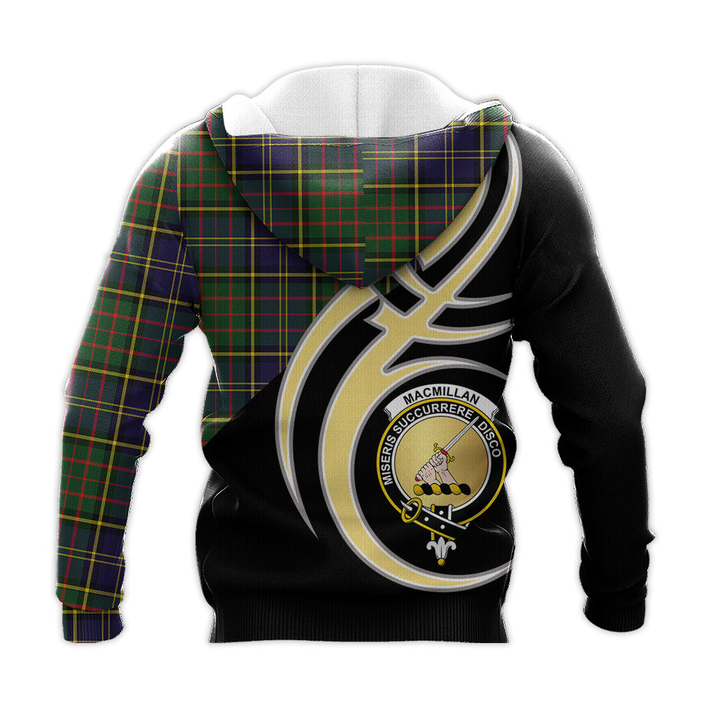 Printivon Macmillan Hunting Modern Clan Believe In Me Crest Tartan Knitted Hoodie Custom Your Text