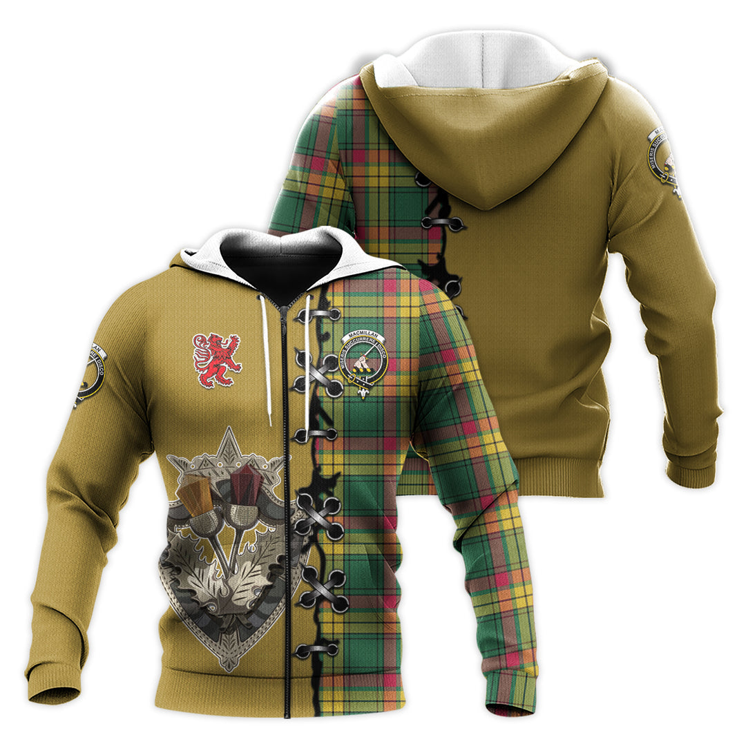 Printivon Macmillan Old Ancient Tartan Hoodie Lion Rampant And Celtic Thistle Style