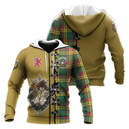 Printivon Macmillan Old Ancient Tartan Hoodie Lion Rampant And Celtic Thistle Style