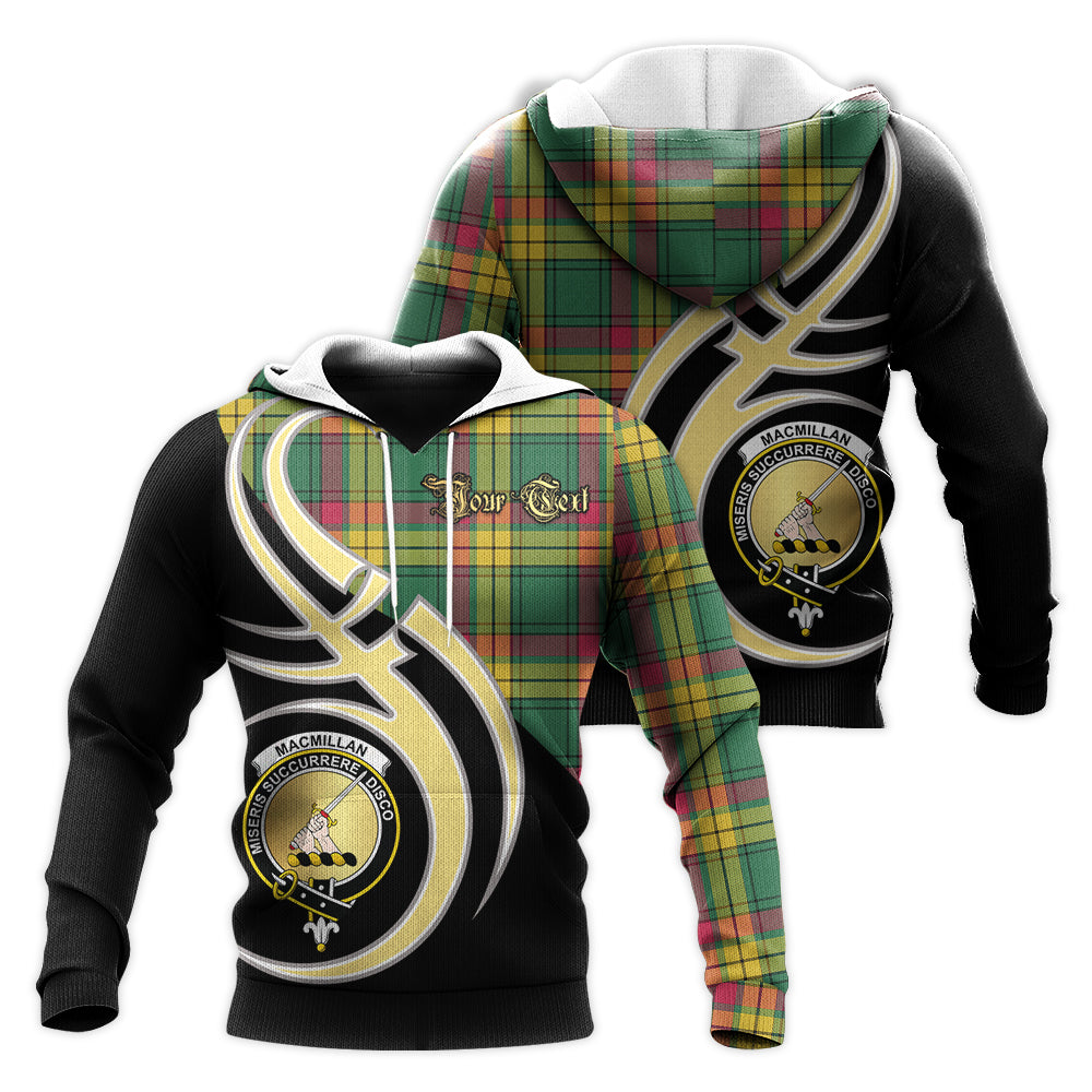 Printivon Macmillan Old Ancient Clan Believe In Me Crest Tartan Knitted Hoodie Custom Your Text