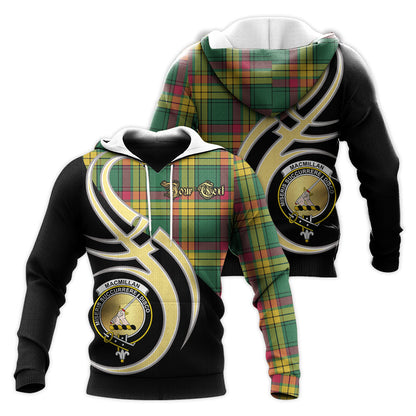 Printivon Macmillan Old Ancient Clan Believe In Me Crest Tartan Knitted Hoodie Custom Your Text