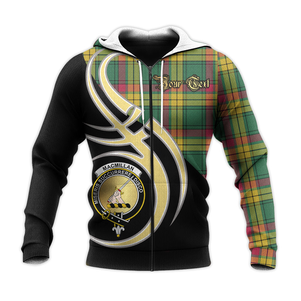 Printivon Macmillan Old Ancient Clan Believe In Me Crest Tartan Knitted Hoodie Custom Your Text