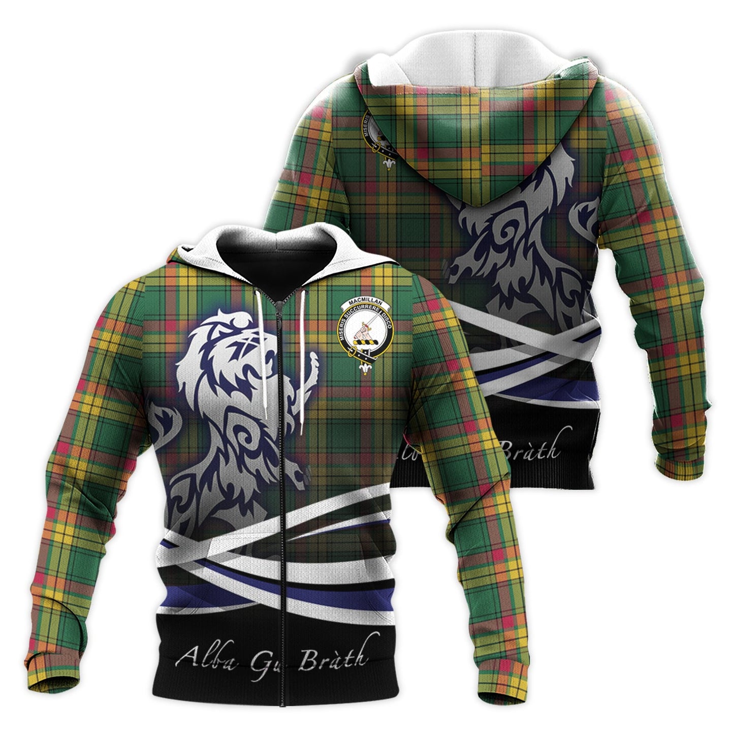 Printivon Macmillan Old Ancient Tartan Scottish Lion Hoodie