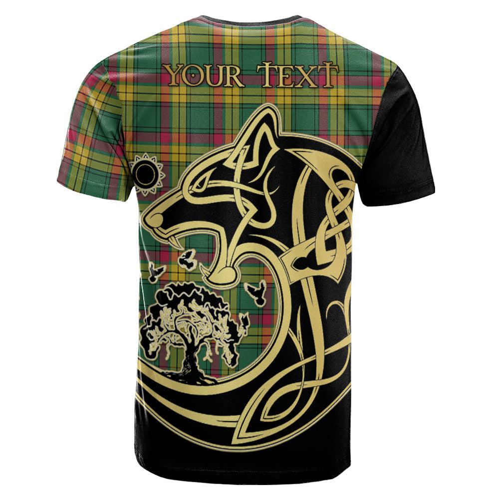 Printivon MacMillan Old Ancient Crest Celtic Wolf Tartan T Shirt Custom Your Text