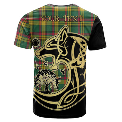 Printivon MacMillan Old Ancient Crest Celtic Wolf Tartan T Shirt Custom Your Text