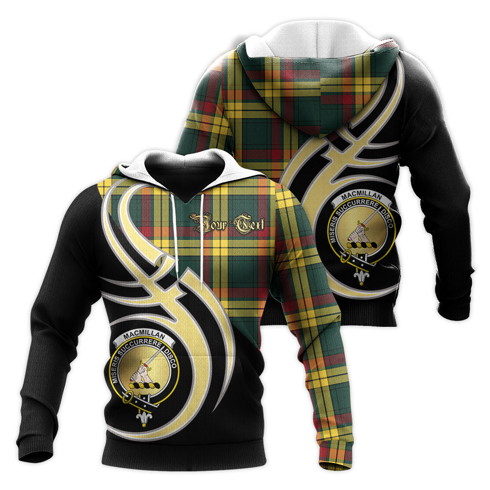 Printivon Macmillan Old Modern Clan Believe In Me Crest Tartan Knitted Hoodie Custom Your Text