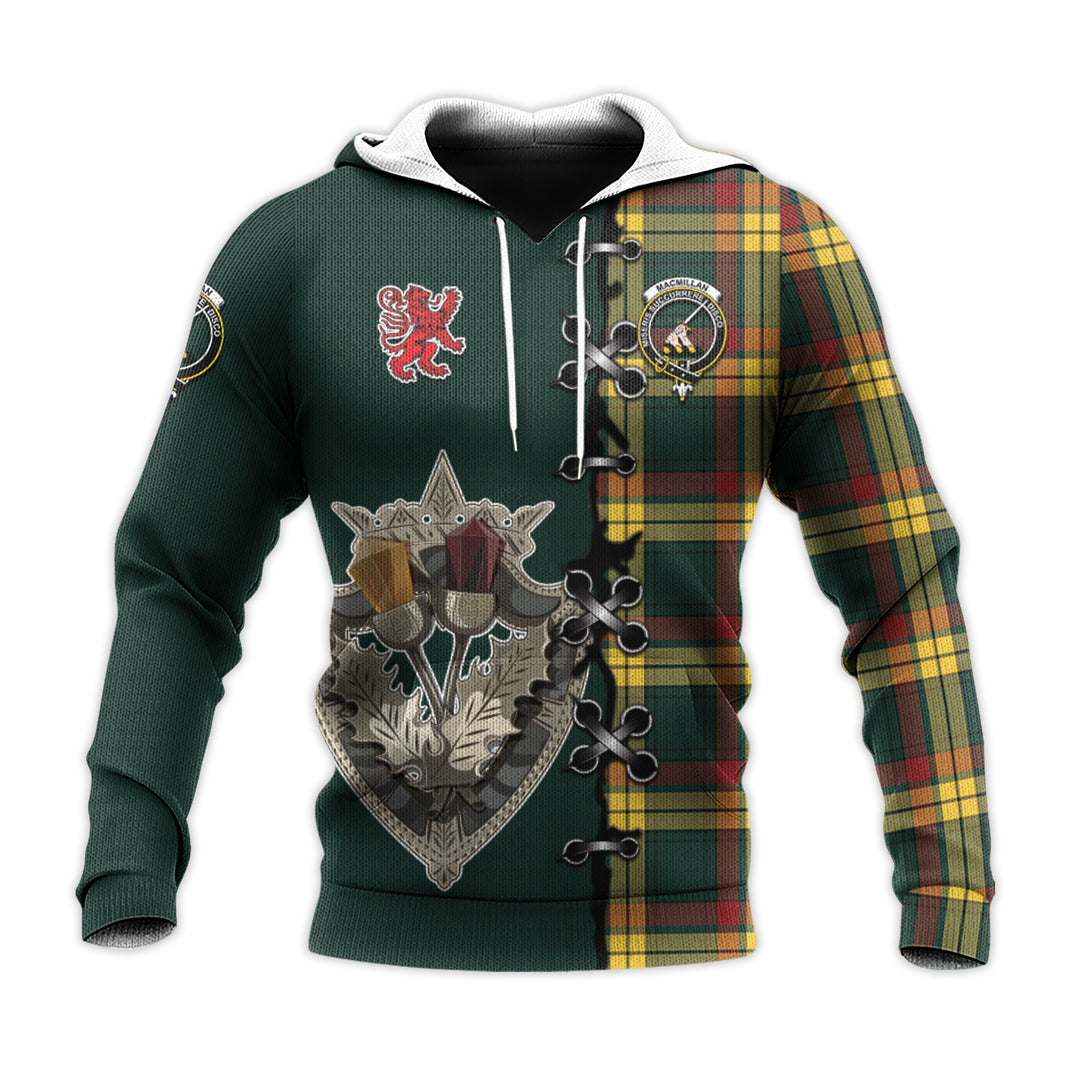 Printivon Macmillan Old Modern Tartan Hoodie Lion Rampant And Celtic Thistle Style